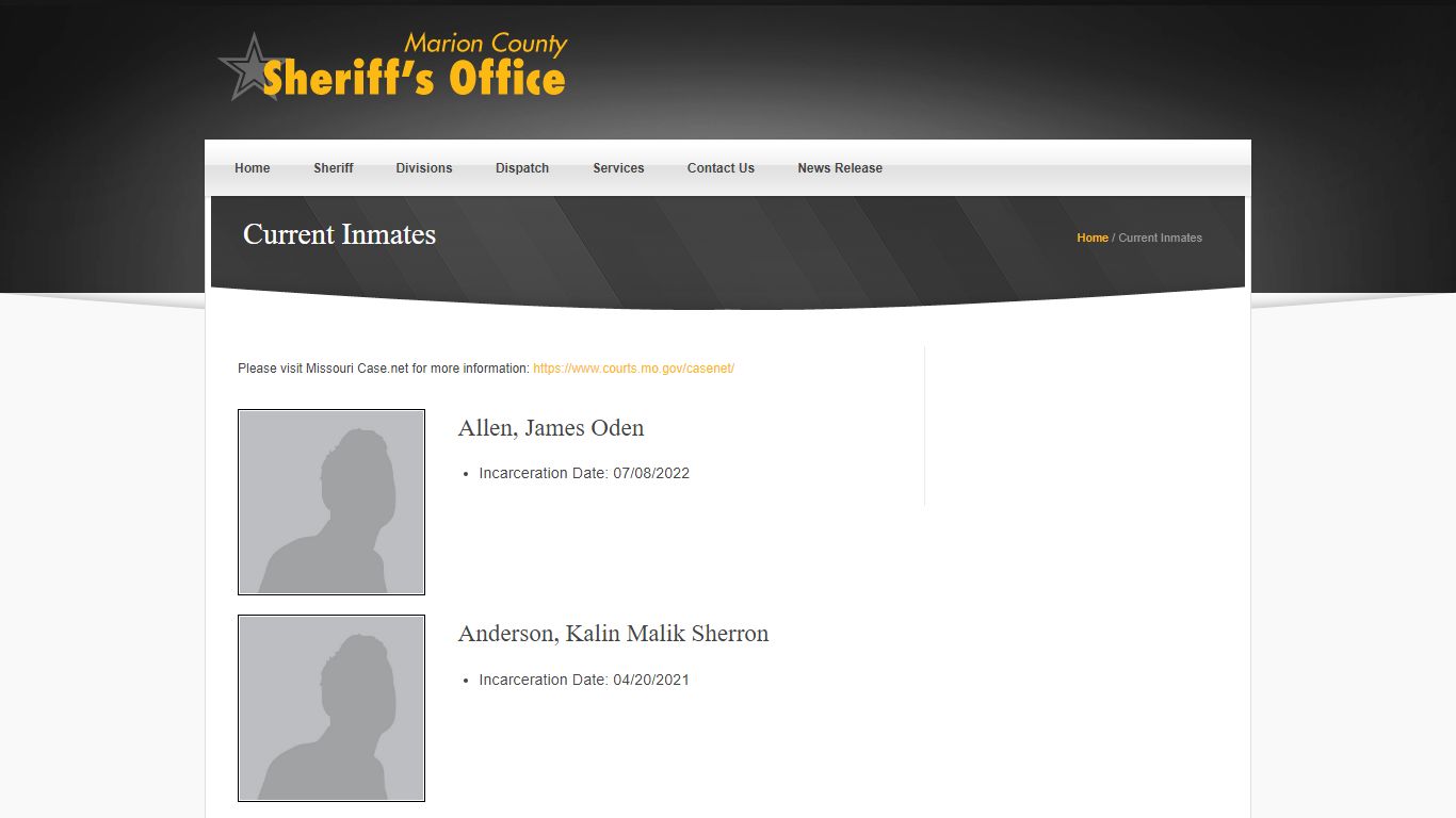 Current Inmates ‹ Marion County MO Sheriff's Office